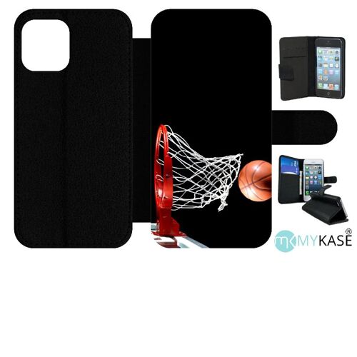 Etui À Rabat Iphone 12 - Basket Ball Dark - Simili-Cuir - Noir