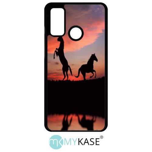 Coque huawei p smart 2020 - chevaux coucher de soleil - noir