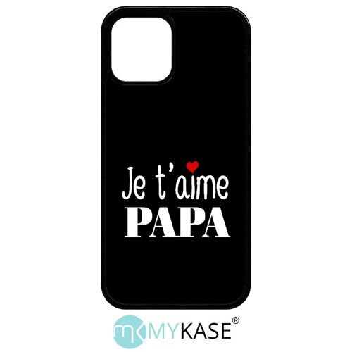 Coque Pour Iphone 12 Pro - Je T Aime Papa Fond Noir - Noir