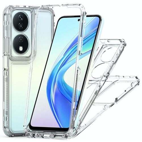 Coque pour Honor 90 Smart et Honor X7b - housse etui silicone gel 360 integrale + verre trempe - TRANSPARENT