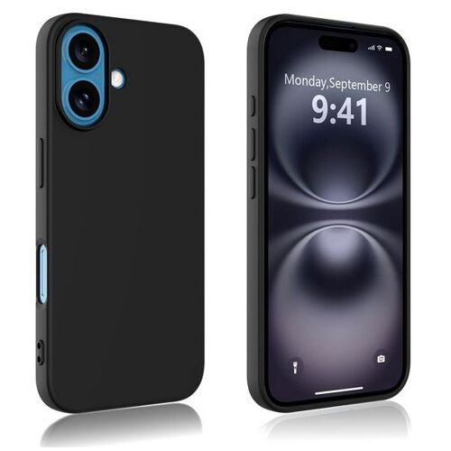 Coque pour Apple iPhone 16 Plus - housse etui silicone gel fine + verre trempe - NOIR