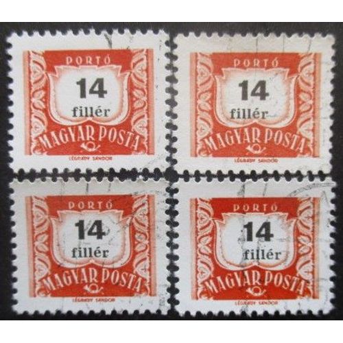Hongrie Taxe N°221b X 4 Dentelé 11 Oblitéré