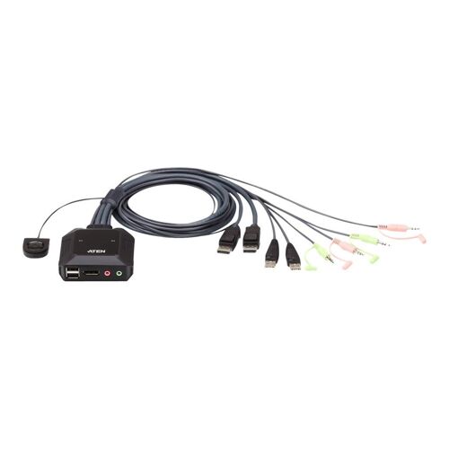 ATEN CS22DP - Commutateur écran-clavier-souris/audio/USB - 2 x KVM / audio / USB - 1 utilisateur local - de bureau