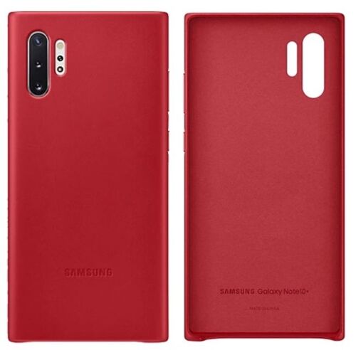 Coque pour Samsung Galaxy Note 10 Plus/10+ de protection téléphone portable - cuir véritable - Rouge