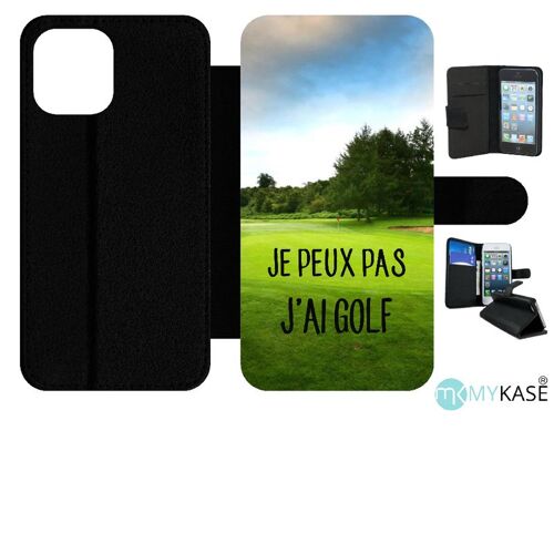 Etui À Rabat Iphone 12 Pro Max - Je Peux Pas J Ai Golf Fond Terrain - Simili-Cuir - Noir