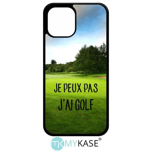 Coque pour iphone 12 pro max - je peux pas j ai golf fond terrain - noir