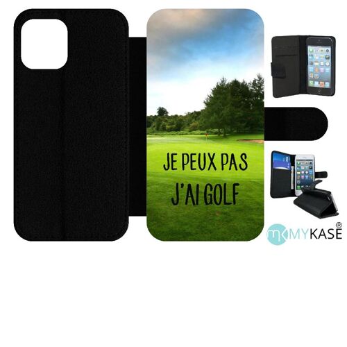 Etui À Rabat Iphone 12 Pro - Je Peux Pas J Ai Golf Fond Terrain - Simili-Cuir - Noir