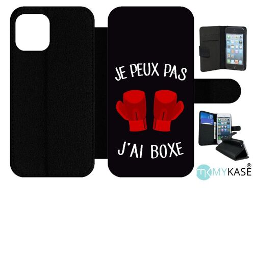 Etui À Rabat Iphone 12 Pro - Je Peux Pas J Ai Boxe Fond Noir - Simili-Cuir - Noir