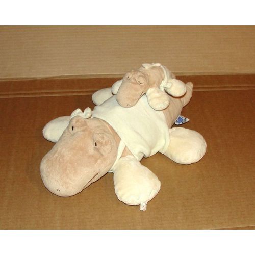 Doudou Musical Peluche Musicale Crocodile Et Son Bébé ,+ Petit Noukie's Noukies Amtoys Musique  Marron Beige 40 Cm
