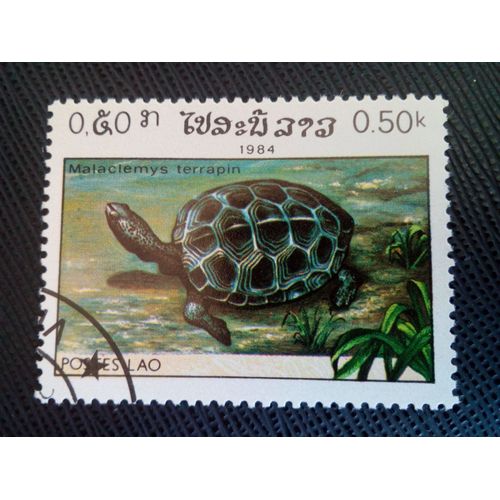 Timbre Laos Yt 597 Dos De Diamant Terrapin (Malaclemys Terrapin) 1984 ( 10040305 )