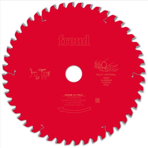 Lame pour scie circulaire portative FREUD - Ø254 2,4/2 AL30 Z48 TPB 0° - F03FS09889 -FR24M001M