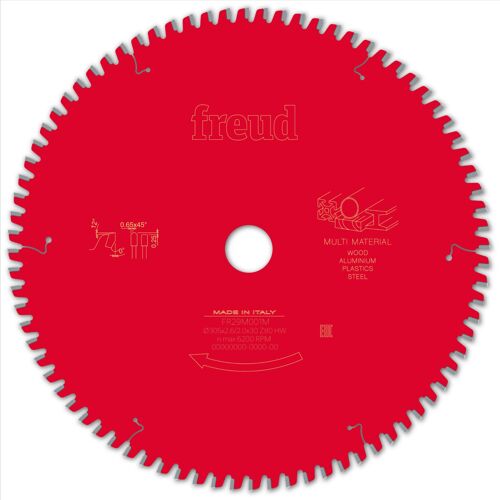 Lame pour scie circulaire portative FREUD - Ø305 2,6/2 AL30 Z80 TPB 0° - F03FS09891 -FR29M001M
