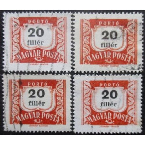 Hongrie Taxe N°223a X 4 Dentelé 15 Oblitéré