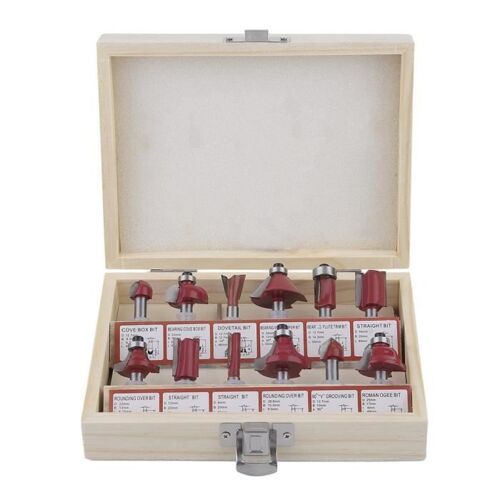 12 PCS 1/4 pouce Fraise Cutter Foret Défonceuse - outils de coupe Routeur Bit Bois