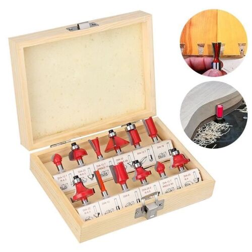 Peu de routeur de carbure de tungstène de tige de 1/4 pouce réglé Woodworking (12 PCS)