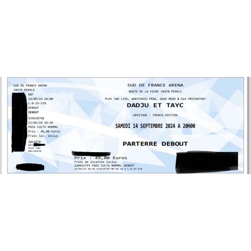 Vend Deux Places De Concert Pour Tayc Et Dadju En Fosse Ce Samedi 14septembre À Montpellier