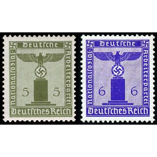 Allemagne, 3ème Reich 1942, Très Beaux Timbres De Service Neufs** Luxe Yvert 119 Et 120, Grand Aigle Et Croix Gammée Sur Socle.
