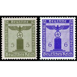 Allemagne, 3ème Reich 1942, Très Beaux Timbres De Service Neufs** Luxe Yvert 119 Et 120, Grand Aigle Et Croix Gammée Sur Socle.