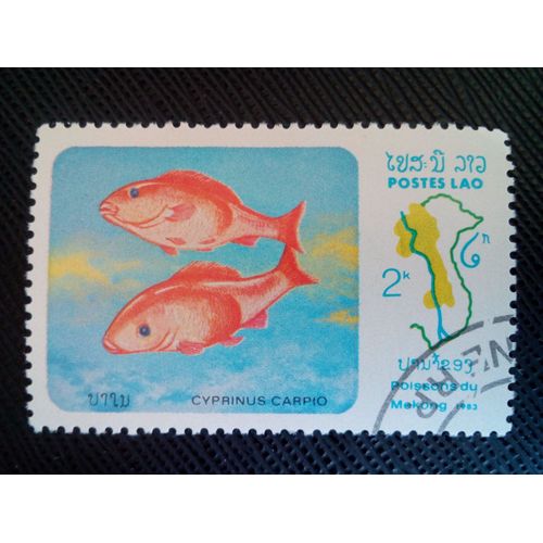 Timbre Laos Yt 494 Carpe Commune (Cyprinus Carpio) 1983 ( 10040305 )