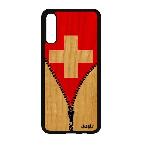 Coque En Bois Naturel Silicone Pour Samsung A70 Drapeau Suisse Jeux Olympiques Football Portable Coupe Du Monde Basket Jo De Galaxy