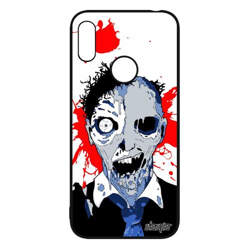 Coque zombie pour Huawei Y6 2019 silicone etui horreur mort vivant homme eclaboussure fantome mobile Bleu squelette metal halloween