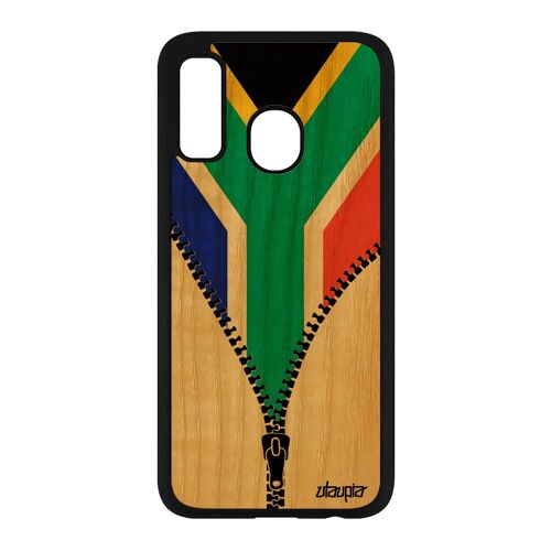 Coque Bois Naturel Pour Samsung A40 Silicone Drapeau Afrique Du Sud Africain Solide Republique Foot Jo Basket Telephone Can Galaxy