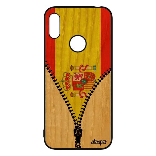 Coque Pour Huawei Y6 2019 Bois Silicone Drapeau Espagne Espagnol Jo Foot Personnalisé Euro Coupe D'europe Basket Coupe Du Monde Case
