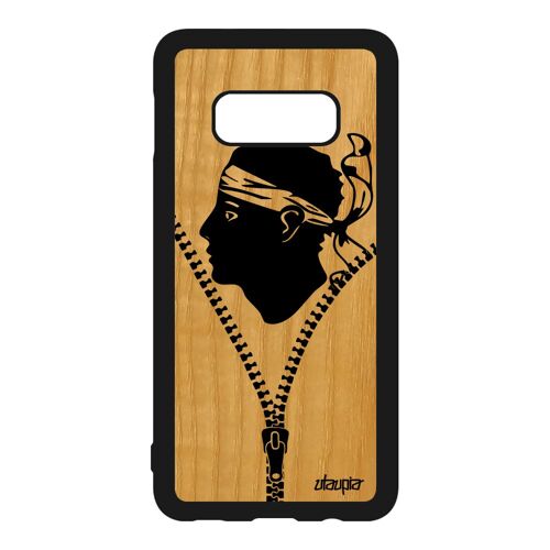 Coque Silicone Pour Samsung Galaxy S10e En Bois Drapeau Corse Noir Foot Personnalisé De Protection Basket Pas Cher Telephone Corsica