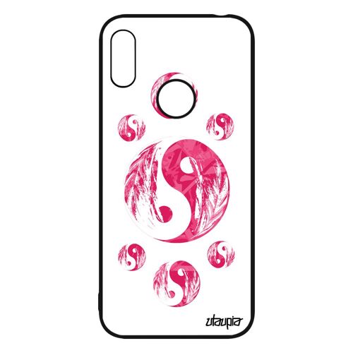 Coque Pour Y6 2019 Silicone Yin Et Yang Feng Shui Case Bien & Mal Tattoo Imprimé Japon Ying Plume Design Masculin Feminin De Huawei