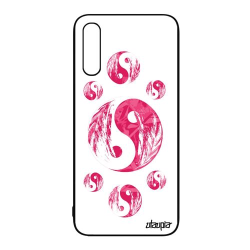 Coque silicone Yin et Yang pour Samsung Galaxy A50 aluminium design souple ying housse case fille bien & mal tattoo Rose image japon