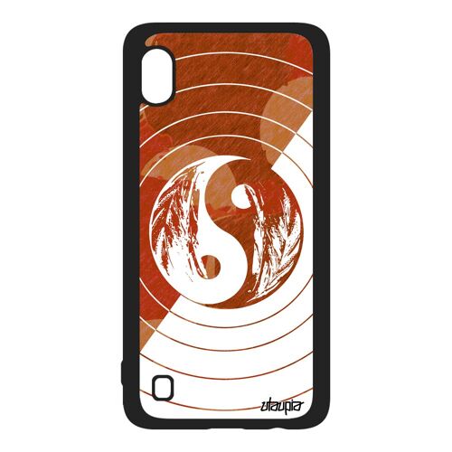Coque Silicone Samsung Galaxy A10 Yin Et Yang Femme Cercle 4g Portable Bulle Ying Noir Rond Couleur Pastel Unique Marron Yoga Dessin