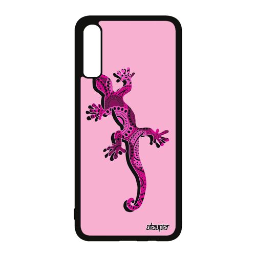 Coque silicone antichoc Samsung A70 salamandre animal cover ethnique telephone amour housse azteque boheme Rose esprit du feu galaxy