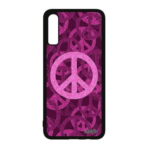 Coque A70 silicone Peace and love dessin hippie ragga harmonie reggae symbole image yoga Rose Tattoo metal femme etui Samsung galaxy