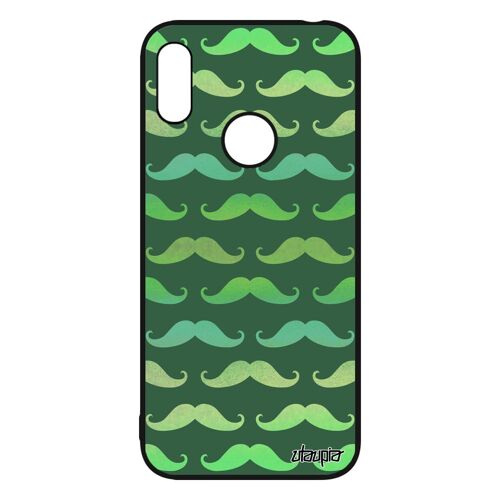 Coque antichoc Y6 2019 silicone moustache imprime peinture housse chapeau melon fantaisie smartphone pipe vert made in France Huawei