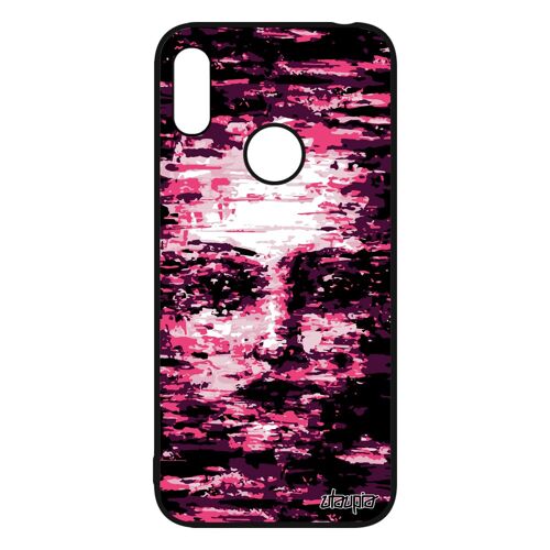 Coque portrait pour Y6 2019 en silicone antichoc visage femme art fille miroir Rose peinture a l'huile case motif artistique Huawei