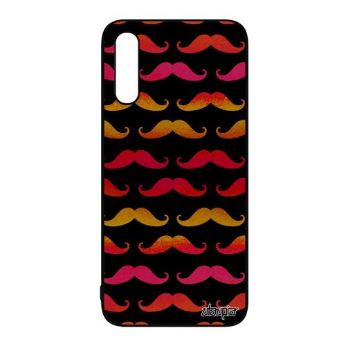 Coque moustache pour Samsung Galaxy A50 silicone peinture cover pipe de protection jolie case telephone vintage image rouge mobile