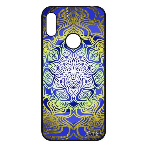 Coque Mandala Indien Telephone Huawei Y6 2019 Silicone Dessin Portable Jaune Housse Anti Stress Tibetain Rosace Zen Univers Fleur De