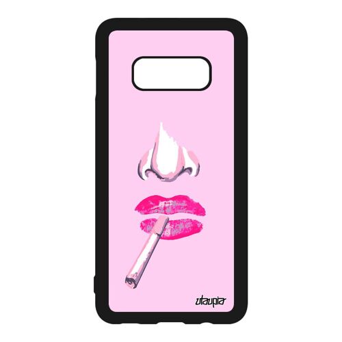 Coque Pour S10e Silicone Visage Clope Rigide Femme Pas Cher Smack Housse Glamour Levres Souple Rose Antichoc Abstrait Samsung Galaxy