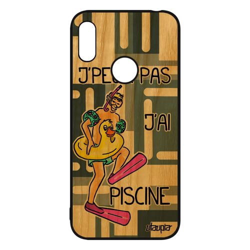 Coque Silicone J'peux Pas J'ai Piscine Y6 2019 En Bois Veritable Motif Sport Gris Mobile Comique Humour De Protection Drole Huawei