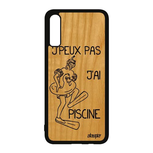Coque j'peux pas j'ai piscine A70 bois silicone natation humour drole personnalisé Noir Vacances sport SM-A705F cover Samsung galaxy
