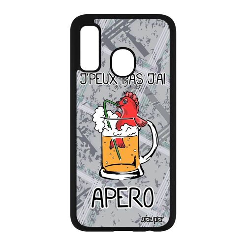 Coque silicone pour Samsung Galaxy A40 humour j'peux pas j'ai apero Gris humoristique cover 4G texte biere housse drole antichoc