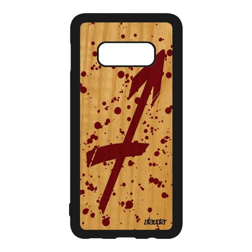Coque Silicone Pour S10e Bois Signe Du Zodiaque Sagittaire Etui Horoscope Tache D'encre Tpu Noir Rouge Made In France Samsung Galaxy