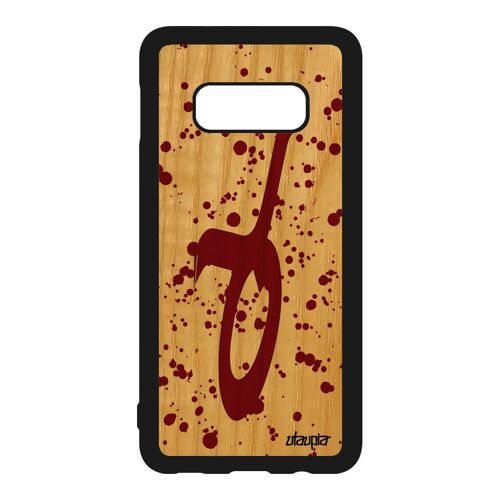 Coque antichoc Galaxy S10e en bois silicone Signe du zodiaque taureau univers calligraphie fille tache d'encre Rouge souple Samsung