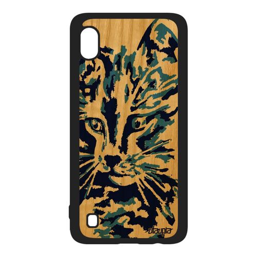 Coque Bois Silicone Samsung Galaxy A10 Chat Petit Mignon Cadeau Noel Bleu Tpu Chaton Noir Design Smartphone Art Moustache Image De