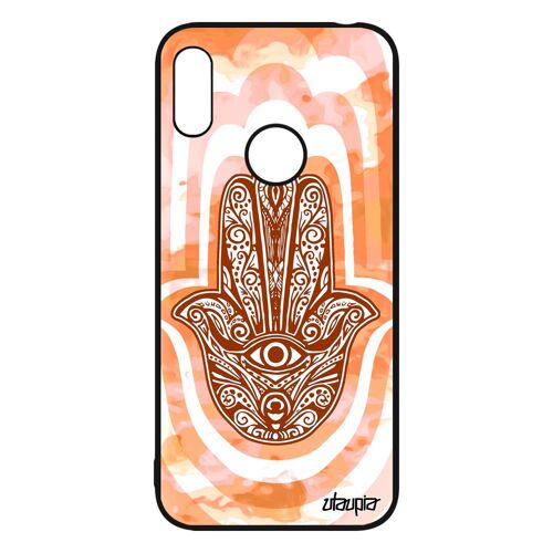 Coque Huawei Y6 2019 silicone main de fatma khamsa portable housse berbere fatima mobile afrique du nord porte bonheur l'il orange