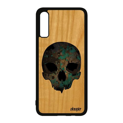 Coque Silicone Samsung A70 En Bois Et Tete De Mort Telephone Electro Pirate Gothique Portable Squelette Graffitti Punk Garcon Galaxy
