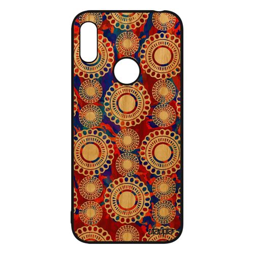 Coque bois pour Huawei Y6 2019 silicone motif floral Orange impression multicolore floraux peinture antichoc Femme indien ethnique