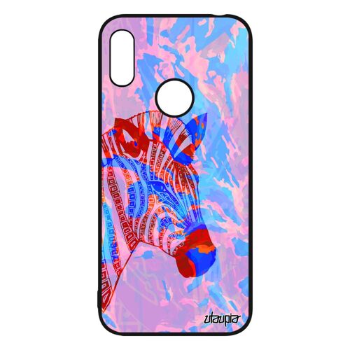 Coque Huawei Y6 2019 Silicone Zebre Fantaisie Antichoc Smartphone Rayé Animaux Cheval Tribal Bleu Gel Africain Azteque Original De