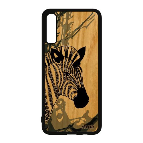 Coque Samsung Galaxy A70 En Bois Veritable Silicone Zebre Dessin Tpu Noir Et Blanc Rigide Gris Animaux Homme Cheval Antichoc Safari