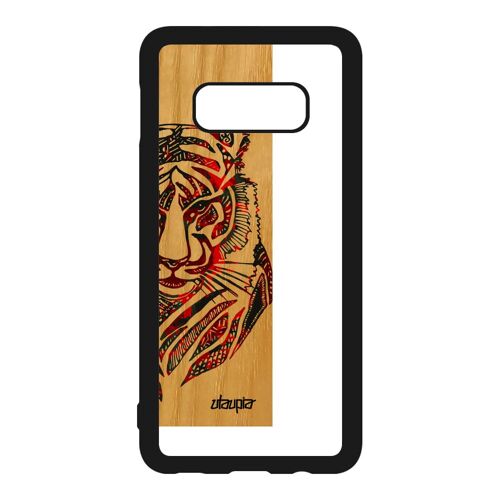 Coque Bois Naturel S10e Silicone Tigre Bengal Rouge Multicolore Design Tribal Coloré Fauve Souple Pastel Housse Noir Samsung Galaxy